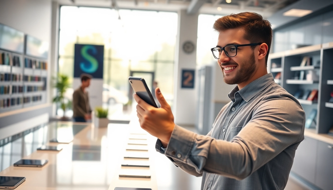 Sell phone cash North Little Rock AR with a smiling customer service representative in a bright retail environment.