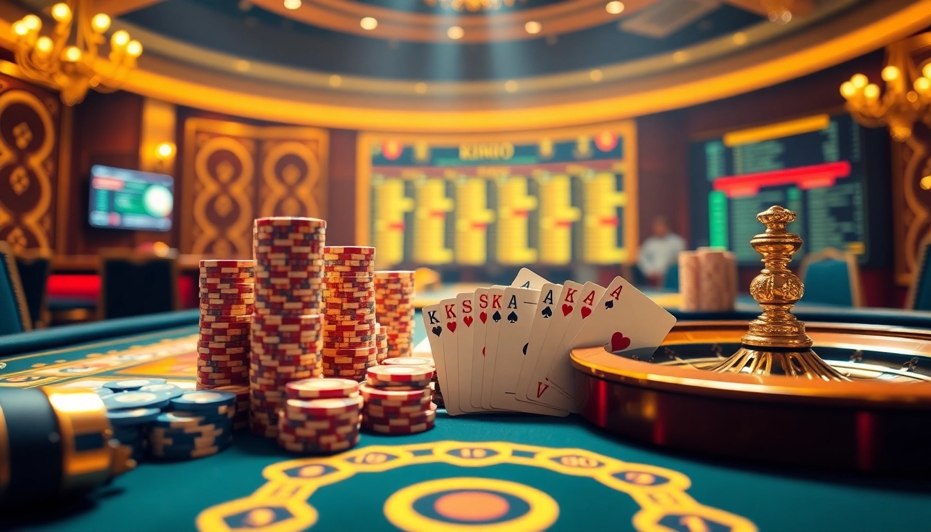 KPI4D poker game scene featuring luxurious chips and cards, creating an immersive gambling atmosphere.