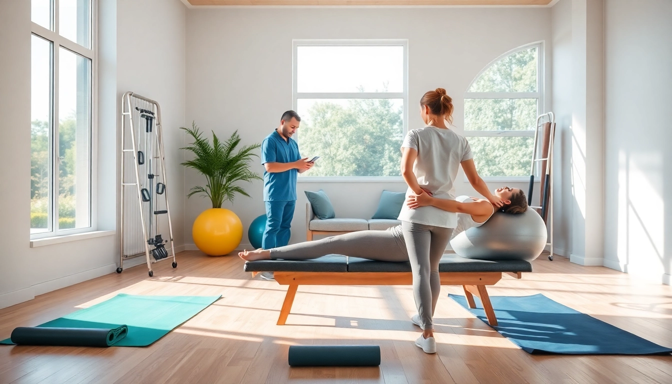 Therapist showcasing back pain remedies techniques in a professional clinic setting.