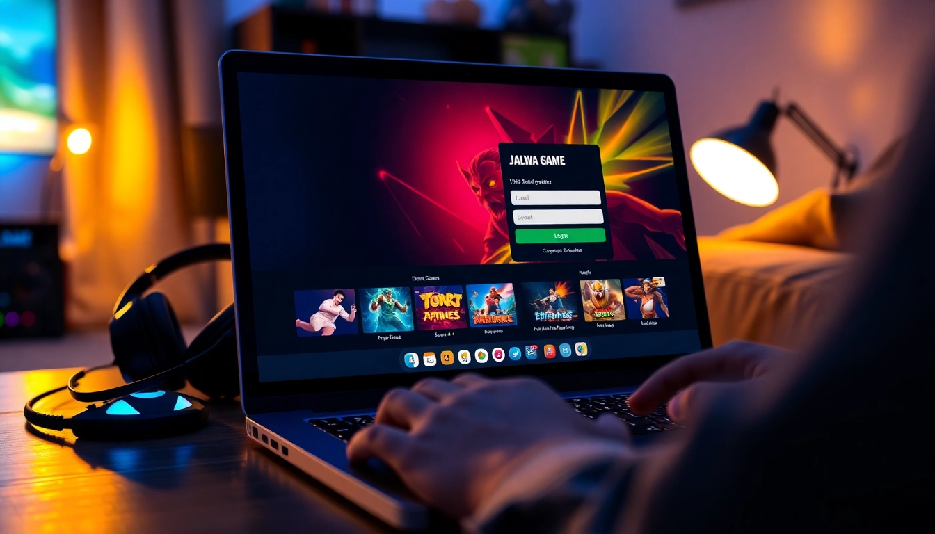 Exciting Jalwa login scene showcasing users engaging with online gaming on multiple devices.