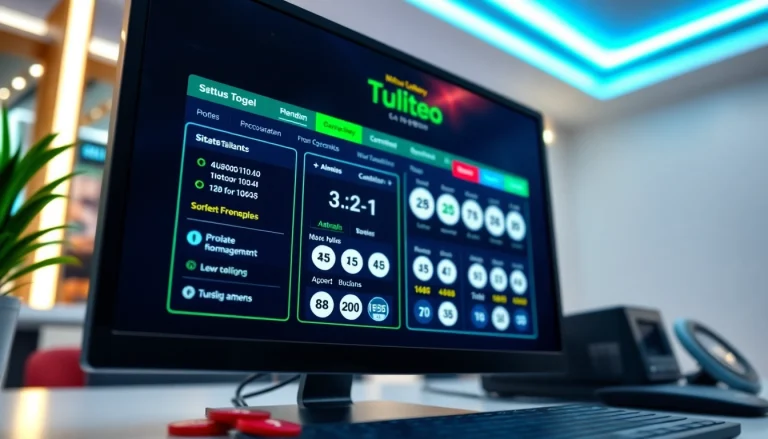 Menggambarkan situs togel dengan antarmuka permainan online yang interaktif dan menarik.