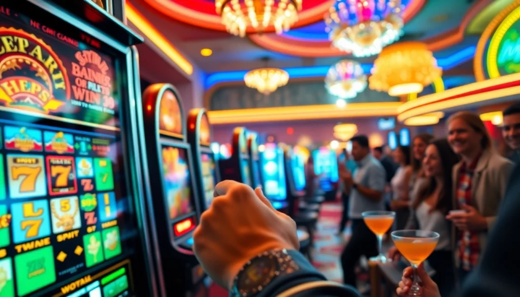 Memainkan slot gacor dengan kegembiraan di mesin kasino yang penuh warna.