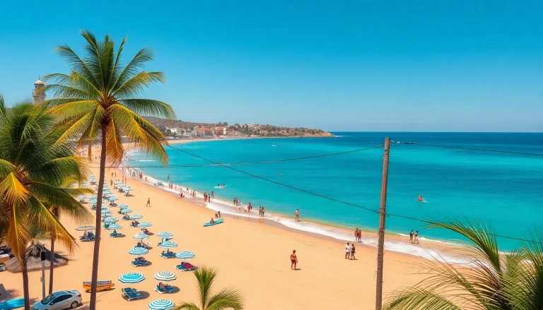 Cena de praia vibrante em Paripueira AL com areias douradas e águas turquesas.