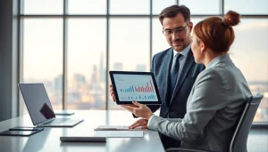 카드 현금화 전략을 상담하는 전문가와 클라이언트, 전문적인 분위기.