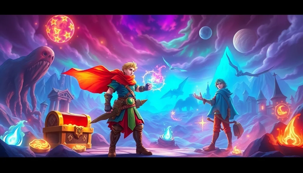 Menatap permainan dengan penuh semangat di hakim4d alternatif game, menampilkan karakter berwarna-warni dan efek sihir.