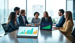 Engaging discussion featuring Quickplus Business Consultants in a modern office setting with vibrant visuals.