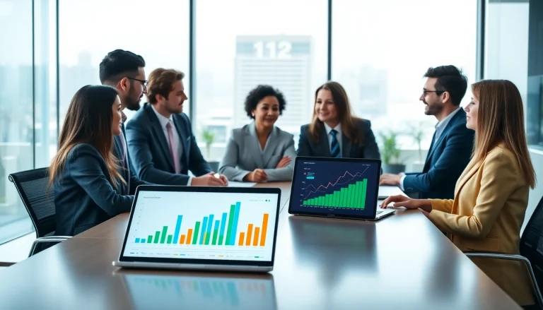 Engaging discussion featuring Quickplus Business Consultants in a modern office setting with vibrant visuals.