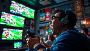 스포츠중계를 즐기는 열정적인 팬의 모습, 다양하고 생생한 환경에서