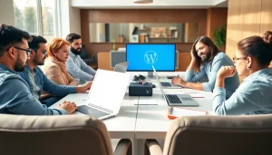 Enhancing productivity through effective wordpress development outsourcing in a vibrant workspace.