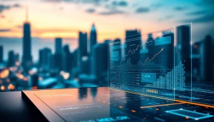 Visualizing the concept of af88 com through a dynamic digital landscape with technology elements.