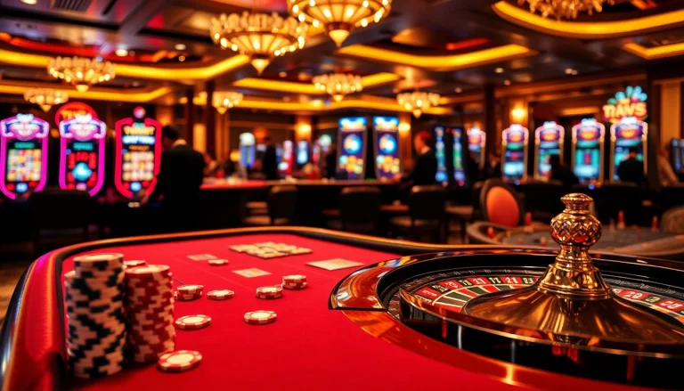 Experience the excitement of TV88 at a luxurious casino gaming table with vibrant lighting.