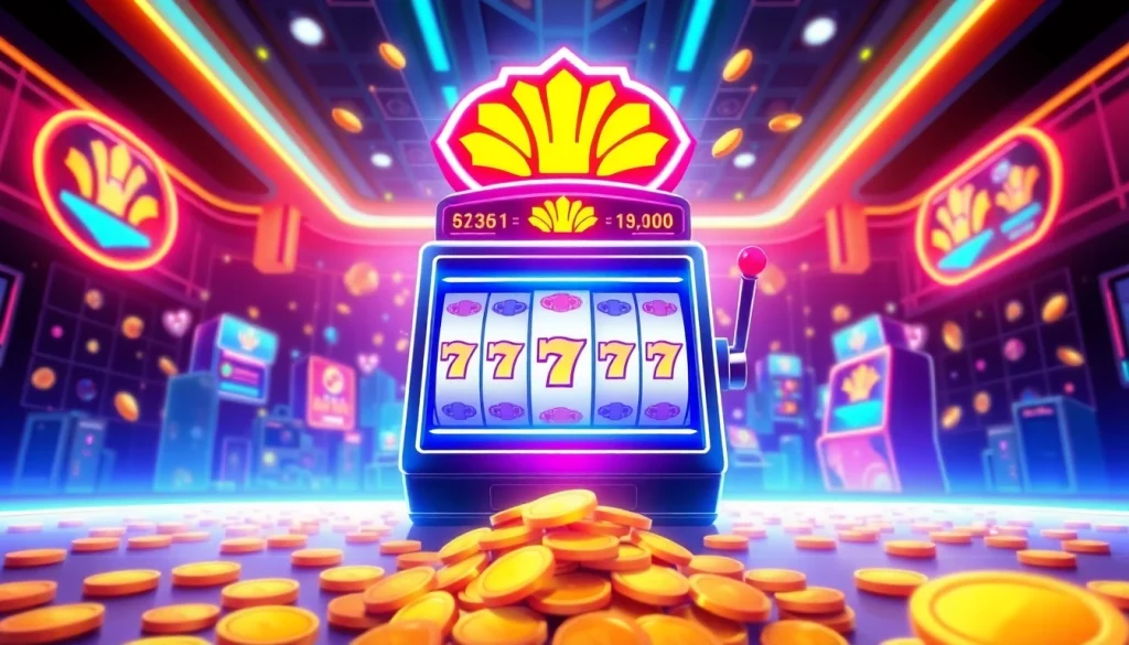 Menggambarkan permainan bro138 slot dengan suasana kemenangan yang menarik dan cerah.