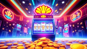 Menggambarkan permainan bro138 slot dengan suasana kemenangan yang menarik dan cerah.