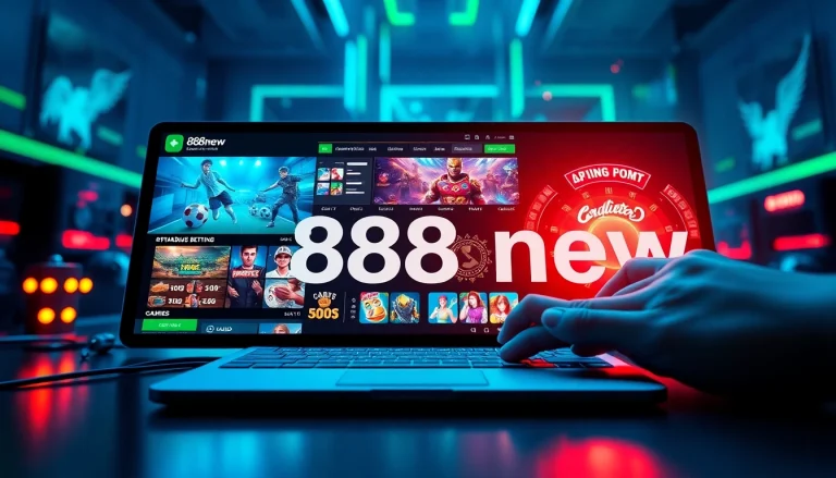 Experience cutting-edge gaming with 888new's modern interface showcasing vibrant games and secure transactions.
