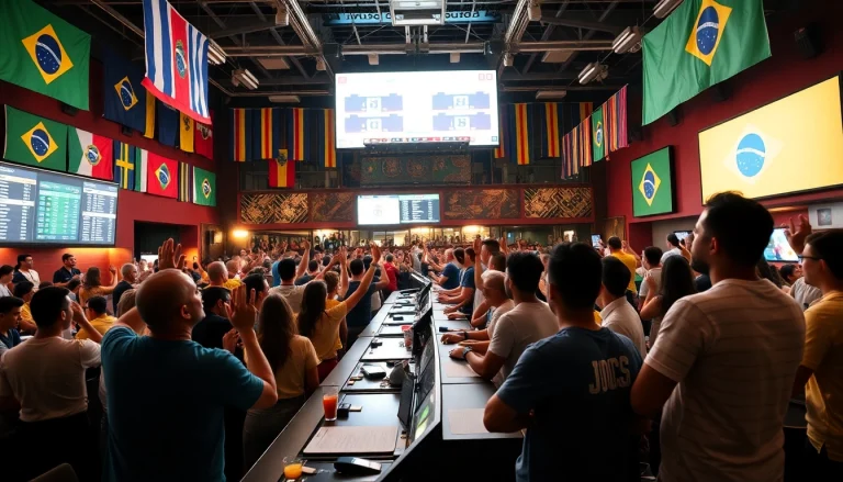 Experience the excitement of sports betting Brazil with enthusiastic fans in a lively sportsbook environment.