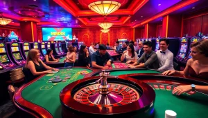 Experience the thrill of winning at Trang chủ MM88, showcasing vibrant casino tables filled with action and excitement.