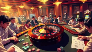 Gamblers enjoying thrilling roulette at 79king hn, infused with excitement and vibrant casino atmosphere.