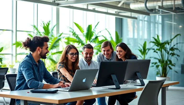 Small Business IT Support Tampa team collaborating in a modern office setting.