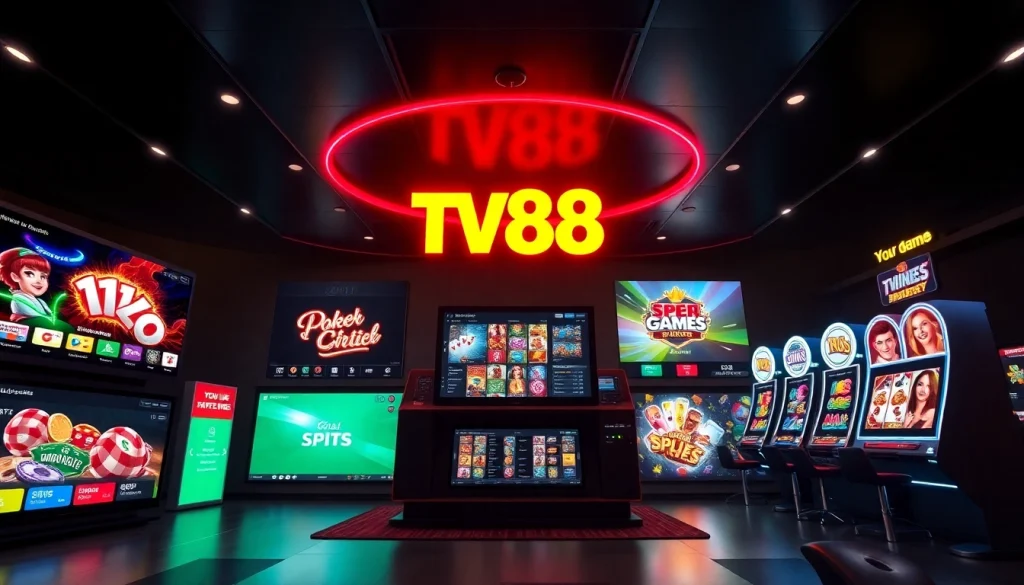 TV88 online gaming interface showcasing diverse betting options and vibrant game graphics.