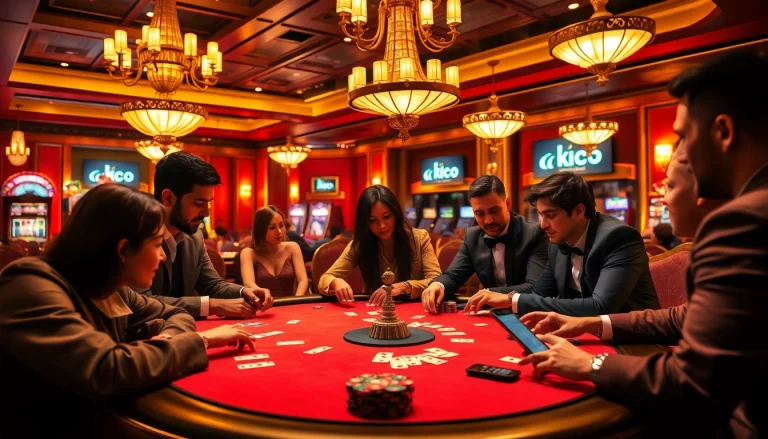 Experience the tension and thrill of gambling at KJC with a high-stakes poker game in a luxurious casino setting.