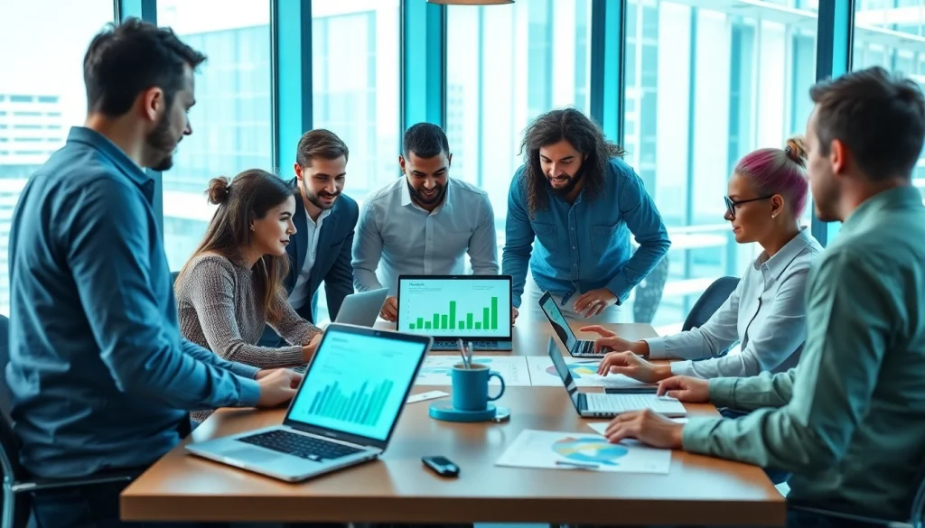 Analyze marketing strategies with rr88 com in a vibrant office setting showcasing teamwork.