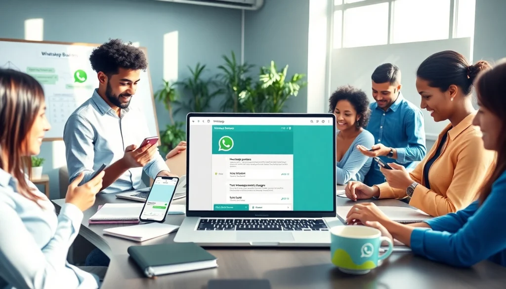 Engaging team collaborating using the whatsapp business api for customer communication.