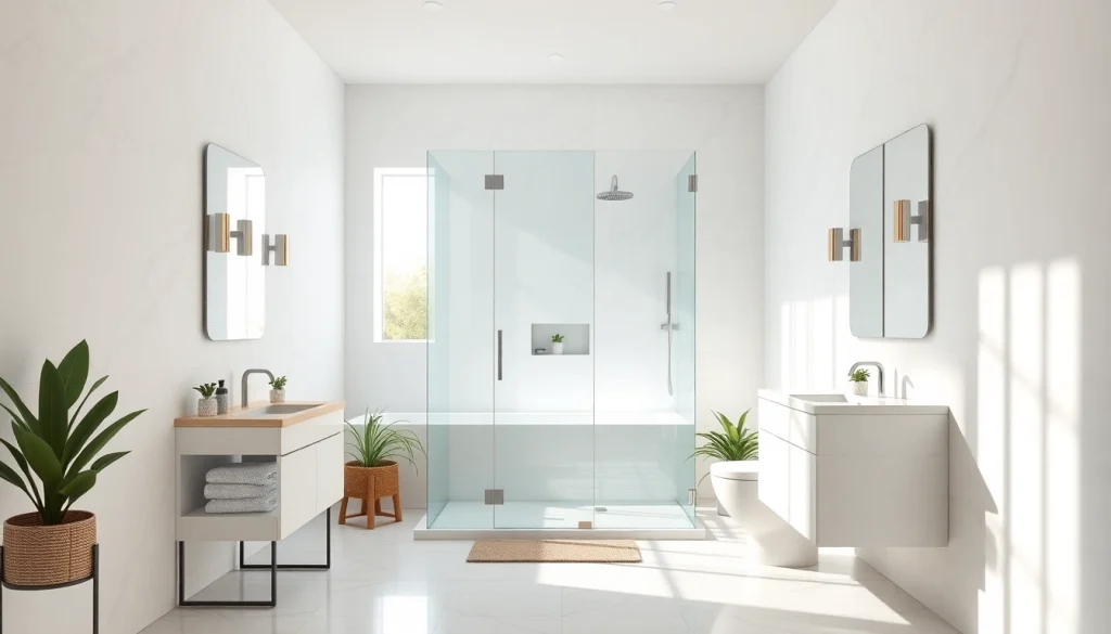 Profitez des douches ensoleillées France avec un cadre de salle de bains moderne et élégant.