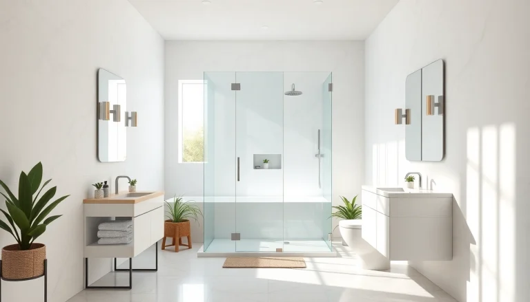 Profitez des douches ensoleillées France avec un cadre de salle de bains moderne et élégant.