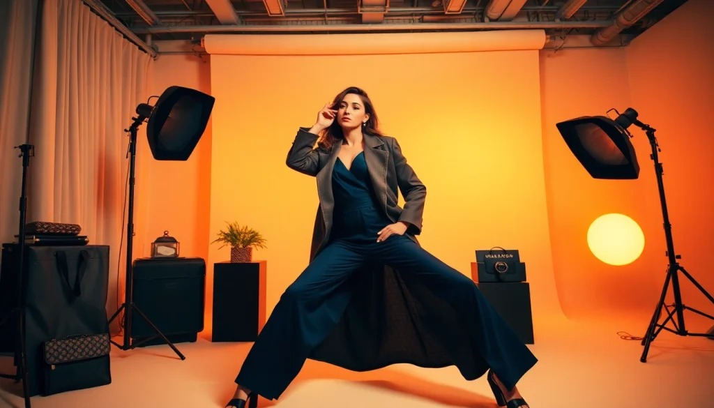 Book fotografico modelle shoot in a stylish fashion studio