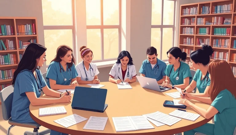 Explore nursing research paper topics in a collaborative academic setting with diverse students.