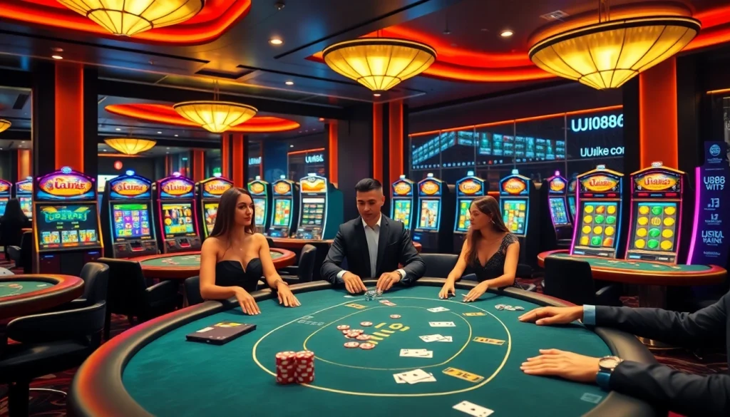 uu88 đăng nhập with vibrant casino gaming atmosphere full of excitement and luxury.
