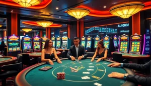 uu88 đăng nhập with vibrant casino gaming atmosphere full of excitement and luxury.
