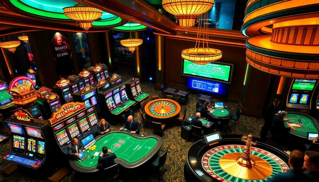 Kuwin 789 players engage in thrilling casino action at vibrant slot machines and tables.