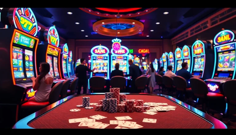 Players winning at slot machines in an engaging 슬롯커뮤니티 atmosphere, showcasing excitement and luxury.