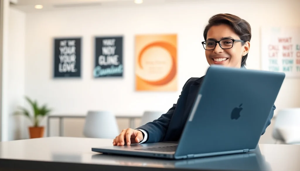 Job seeker practicing Mock Interviews in a professional setting with a confident smile.