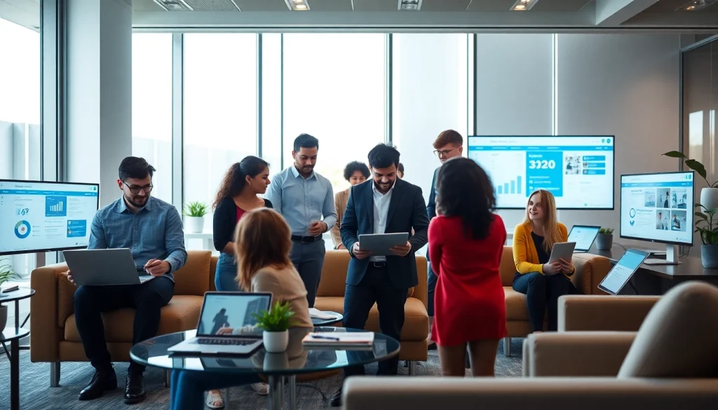 WPS办公 software users collaborating in a modern office space.
