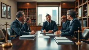 Consulting with a dedicated eminent domain lawyer in a modern office.