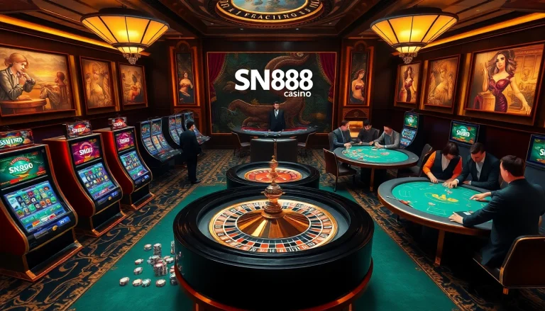 Experience luxury gambling with SN888 at vibrant slot machines and engaging poker tables.