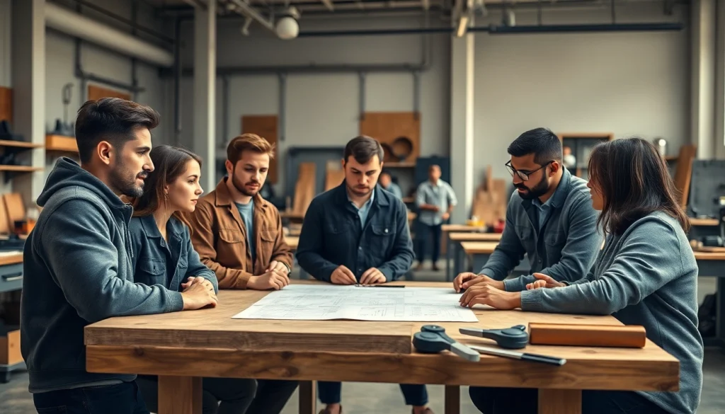 Engaged students at a Trade School knoxville Tn workshop collaboratively working on hands-on projects.