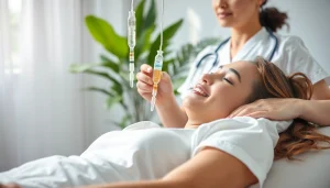 Administering IV Vitamin injections to a patient in a serene medical setting.