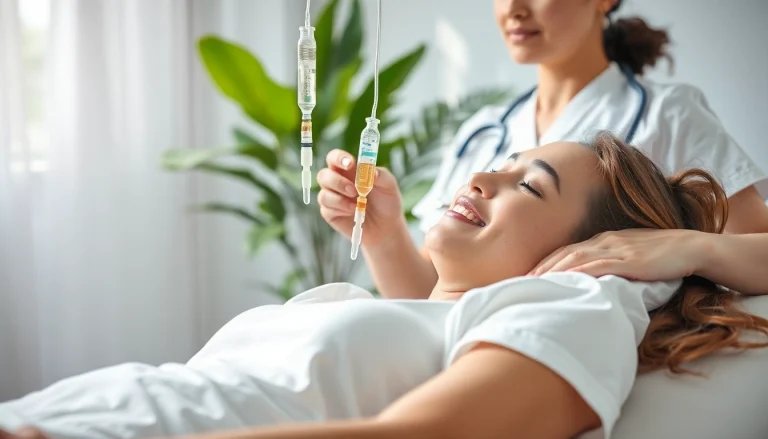 Administering IV Vitamin injections to a patient in a serene medical setting.