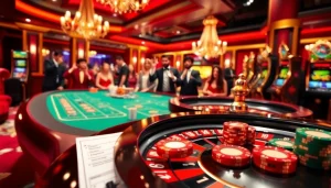 Players enjoying a thrilling game experience at kkwin.com casino with poker chips and roulette table.