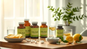 静かなウェルネス環境で表示されている葉酸サプリメントの推奨。