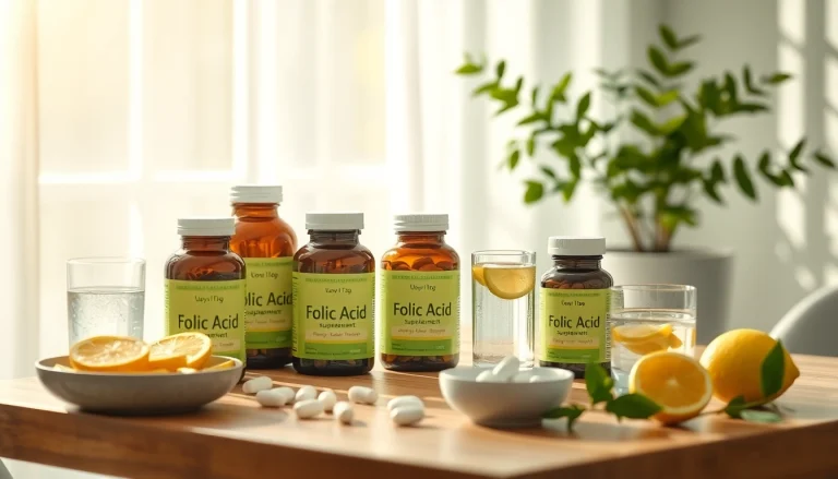 静かなウェルネス環境で表示されている葉酸サプリメントの推奨。