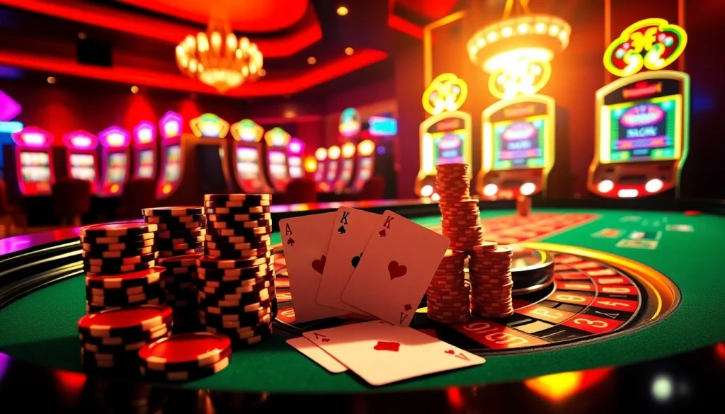 Play exciting casino games like lc 88 at a luxurious roulette table with vibrant poker chips.