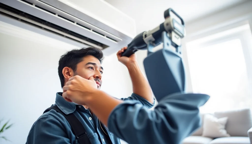 AC repair Glendale AZ by a professional technician in a bright home environment.