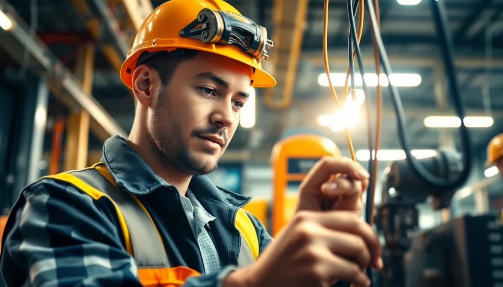 Engaged electrician apprenticeship hawaii student working on electrical wiring in training.