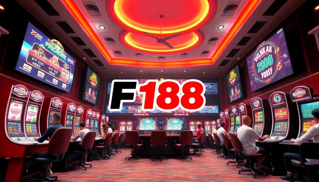 Exciting scene of players enjoying various games at F168 casino, highlighting the brand's integrity and entertainment value.