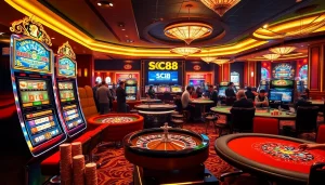 Experience the thrill of casino gaming at SC88 with vibrant slot machines and engaging roulette tables.