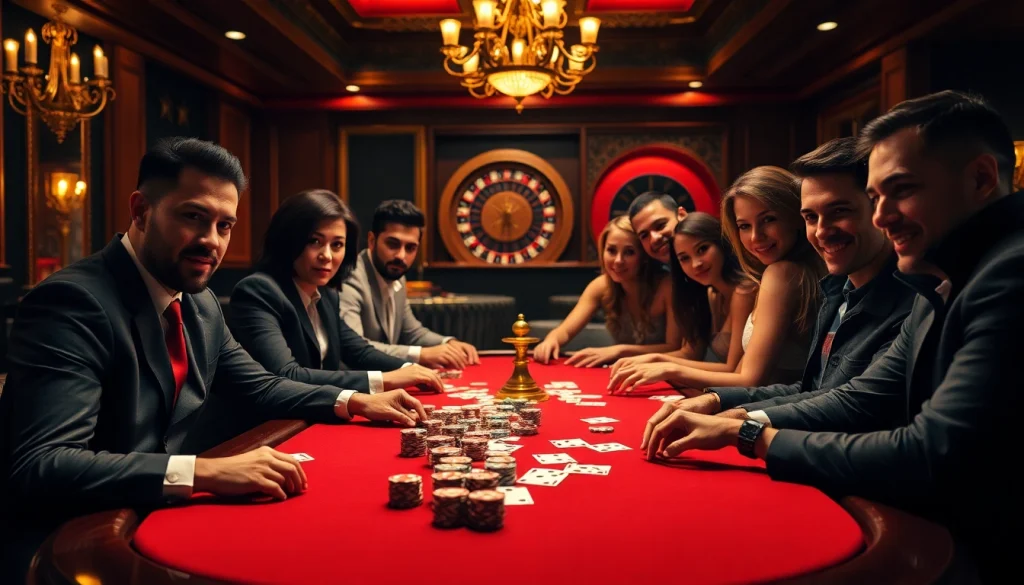 Experience high-stakes excitement at https://f168.ing/ with diverse players at a luxurious poker table.